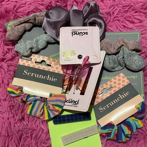 Bundle of 8 Assorted Scrunchies and Hair Clips Set